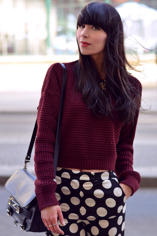 Topshop dots burgundy outfit blogger CATS & DOGS fashion blog 8