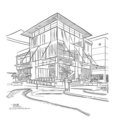 digital perspective sketch of Chinese Swimming Club - 2