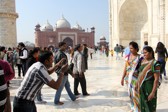 Photo taking is the most popular activity at the Taj Mahal!