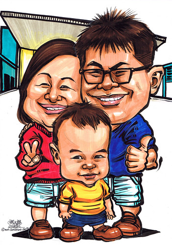 Family caricatures at Church of St. Mary of the Angels