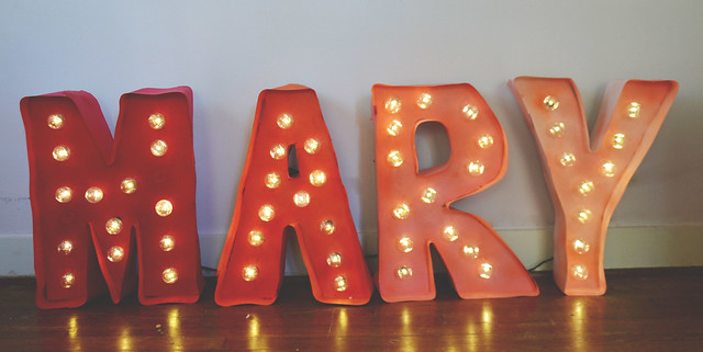 mary letters lit up