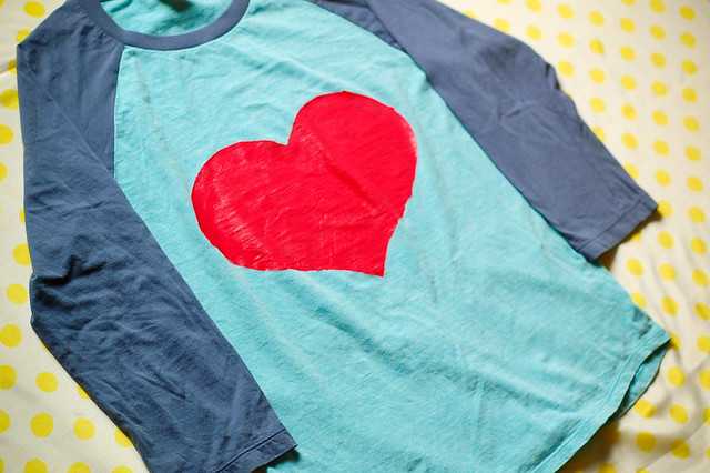 DIY heart print shirt