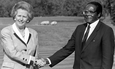 Former British Prime Minister Margaret Thatcher with President Robert Mugabe of the Republic of Zimbabwe in 1988. Mugabe along with other African leaders failed to get the Conservative government to impose sanctions on the racist apartheid regime. by Pan-African News Wire File Photos