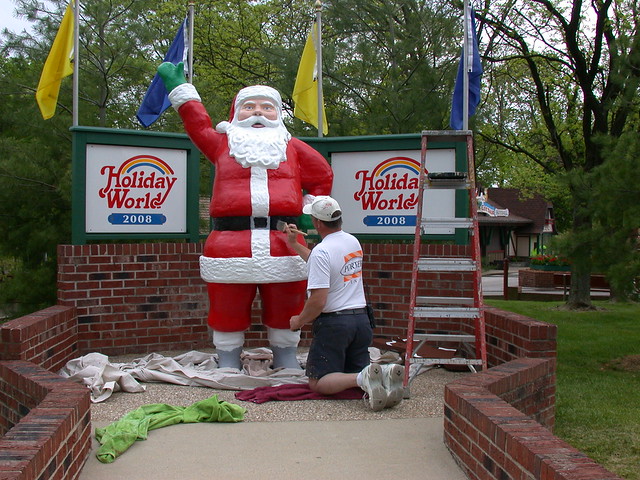 Painter Tommy giving Santa a new coat