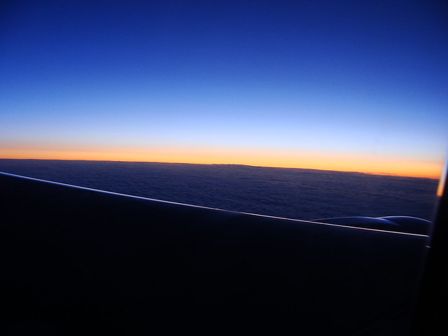 A View of the Atlantic Ocean From An Airplane Window