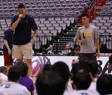 October 12th, 2013 - Yao Ming and Jeremy Lin speak to Special Olympics athletes in Taiwan, Taipei
