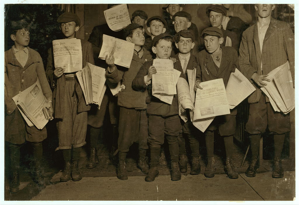 After midnight April 17, 1912, and still selling extras. There were many of these groups of young news-boys selling very late these nights. Youngest boy in the group is Israel Spril (9 yrs. old), 314 I St., N.W., Washington D.C. Harry Shapiro, (11 yrs. old), 95 L St., N.W., Washington, D.C. Eugene Butler, 310 (rear) 13th St., N.W. The rest were a little older., 12th St. near G [or C?] Sundays. Location: Washington (D.C.), District of Columbia.