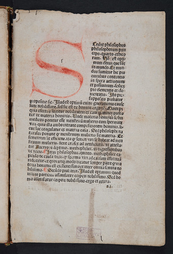 Rubricated initial in Albertus Magnus [pseudo-]: Secreta mulierum et virorum (cum commento)