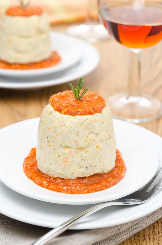 mousse of chicken with pepper sauce