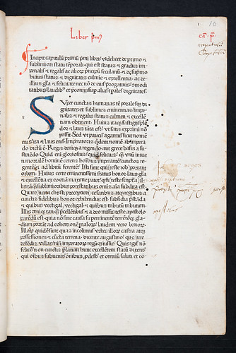 Penwork initial and marginal annotations in Rodericus Zamorensis: Speculum vitae humanae