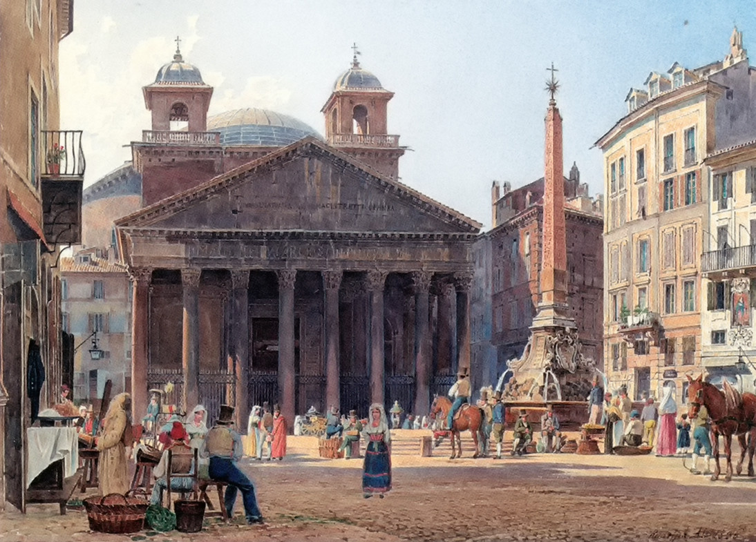 The Pantheon and Piazza della Rotonda in Rome by Rudolf von Al, 1835