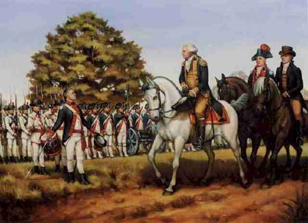 PRESIDENT WASHINGTON LEADS THE TROOPS