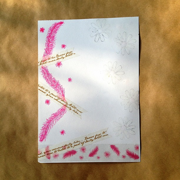 #letter #washitape #decotape #feather #writing #text #pink #gold