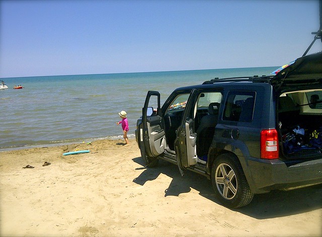 Jeep and Zed - Ipperwash Beach July 2012
