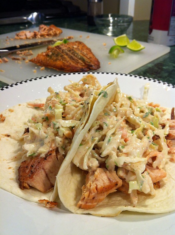 Reware Vintage | Grilled Salmon Tacos with Spicy Lime Coleslaw
