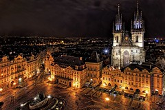 Old Town Square in Prague by night