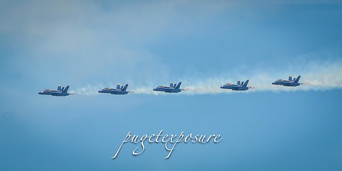 Line-Abreast Loop – the most difficult formation maneuver to do well. No.5 joins the diamond as the 5 jets fly a loop in a straight line