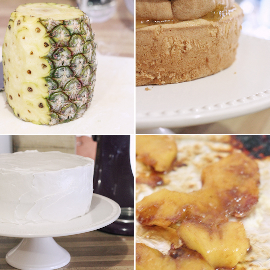Coconut Chiffon Cake with Roasted Pineapple