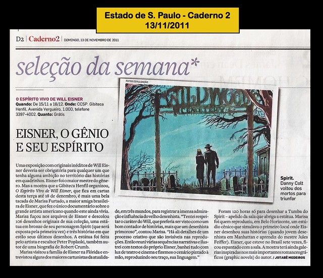 "Eisner, o gênio e seu espírito" - Estado de S. Paulo - 13/11/2011