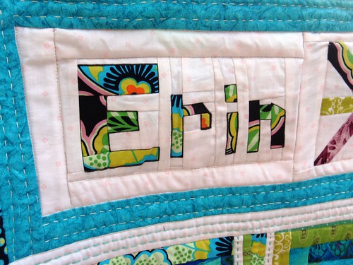 CLOSE UP - Name Game Swap R2 mini quilt - Erin, paper pieced