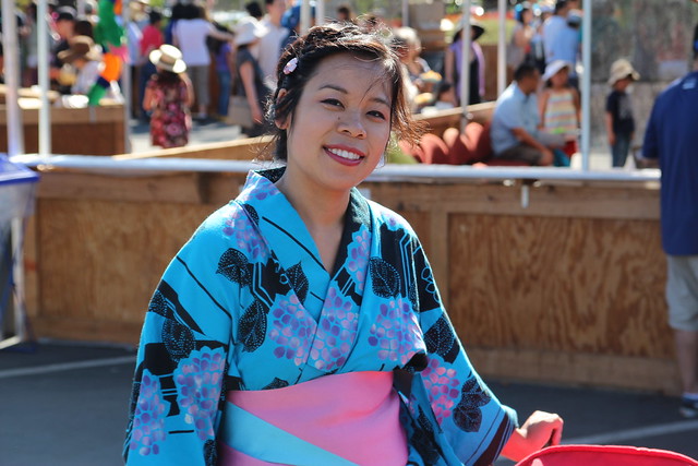 Dressed in yukata for the festival.