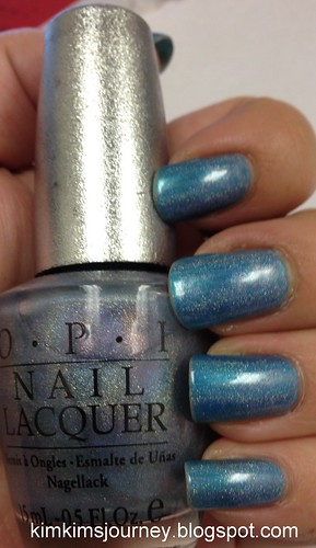 OPI DS Sapphire over WnW Teal Steal