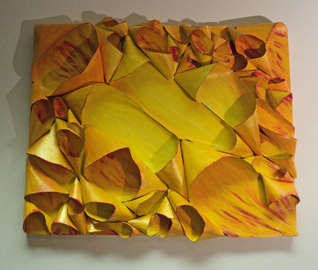 Shanda's Sunrise, pod painting by Tiffany Gholar, acrylic on cardboard