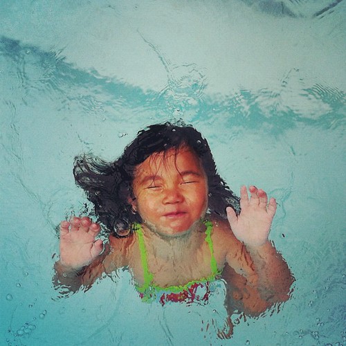 Look Mom...no floaties!!  This tiny little miss has no fear. #swim #summer #instagram_kids