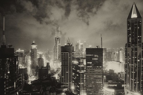 無料写真素材|建築物・町並み|都市・街|ビルディング|モノクロ|風景中華人民共和国|中華人民共和国上海