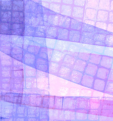 Pink and Blue Composition with Square Grid (Digital Print) by randubnick