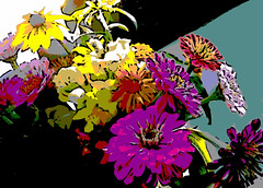 Front Seat Bouquet (Digital Woodcut) by randubnick