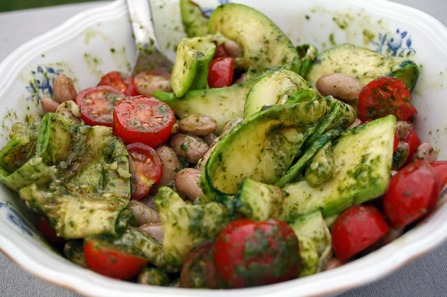 salade haricots blancs, courgettes et tomates
