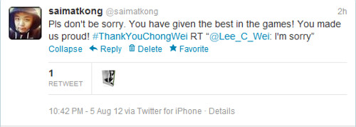 Dato Lee Chong Wei Tweeted I'm Sorry