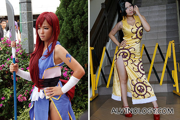 Left: woman with spade; Right: character from One Piece