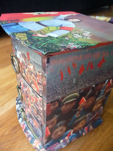 Decoupage box with Chinese propaganda photos