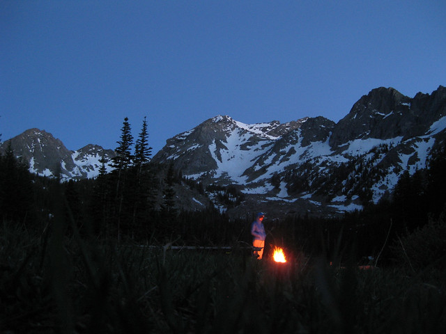 Campfire, Mirror Lake, Spanish Peaks, Madison Range, Montana