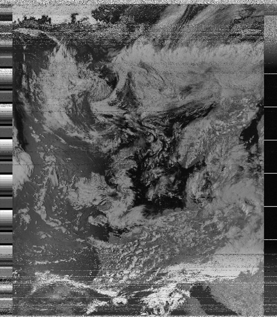 Weather satellite image received with RTL-SDR