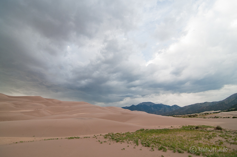 The Great Sand Dunes and the surrounded mountains