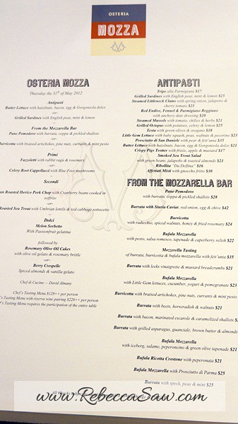 osteria mozza - menu