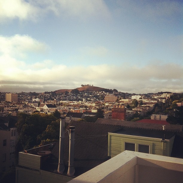 The view from my Dad's. Looking towards Bernal Heights.