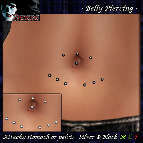 P Belly Piercing K3 ~Silver & Black~ 1