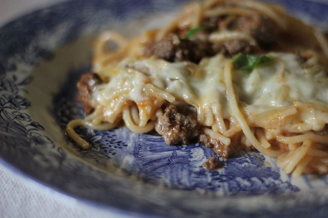 Beefy Cheesy Spaghetti Casserole