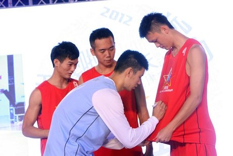 September 3rd, 2012 - Jeremy Lin signs the jerseys of winners of the 2011 KFC-China 3-on-3 tournament