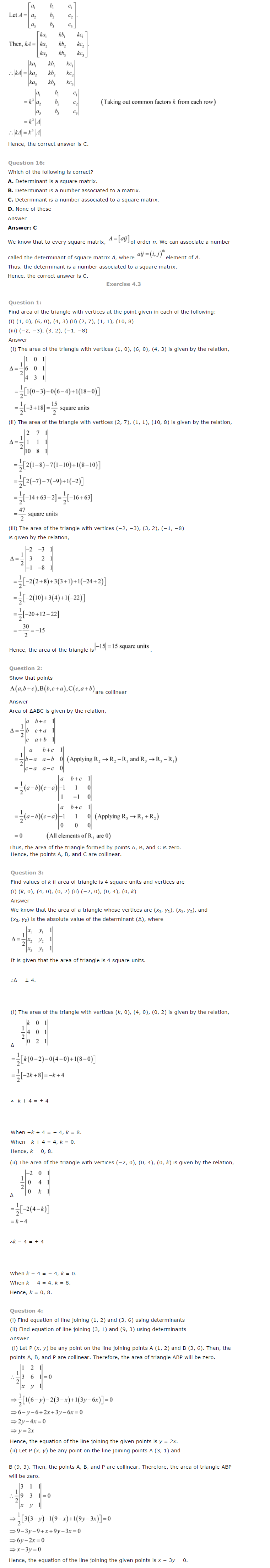 NCERT Solutions for Class 12 Maths Chapter 4 Determinants ex 4.6
