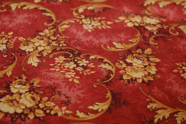 Patterned red carpet at Nationalmuseum in Stockholm, Sweden