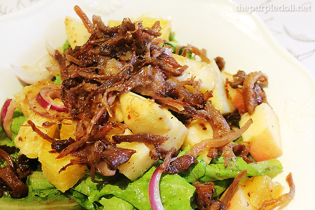 Mixed Greens with Duck Confit, Red Onions, Apples, Oranges and Champoy in Prune Vinaigrette P350