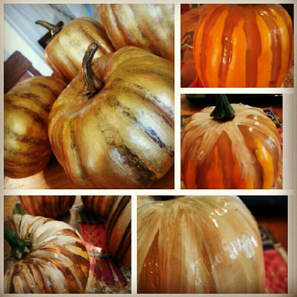 Ugly #dollarstore pumpkins to #potterybarnhacks pumpkins