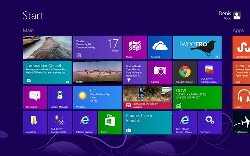 Windows 8 start screen visible part