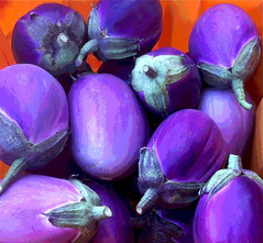 Purple Eggplant Orange Bin (Posterized) by randubnick