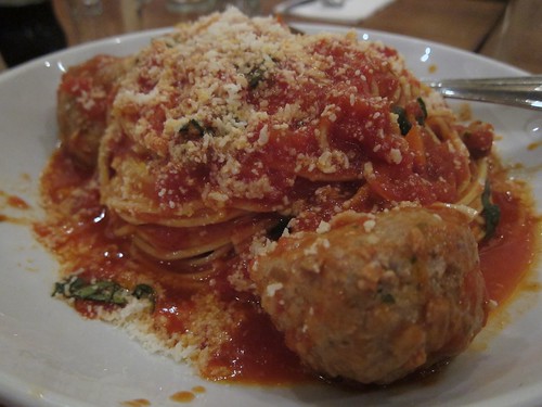 Spaghetti alla chitarra, with meatballs.